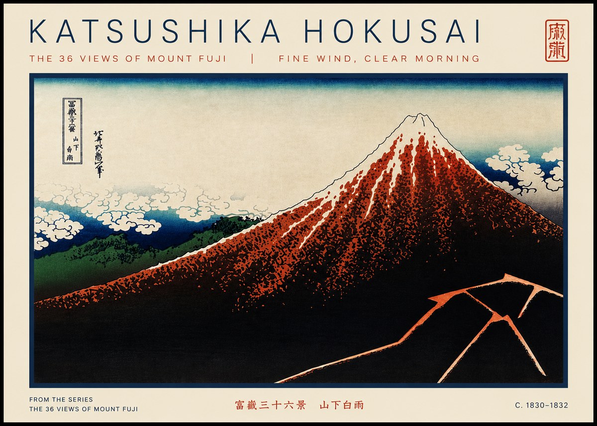Katsushika Hokusai Fine Wind, Clear Morning No5 - Póster