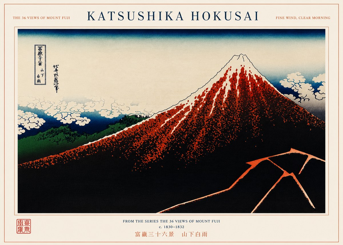 Katsushika Hokusai Fine Wind, Clear Morning No6 - Póster
