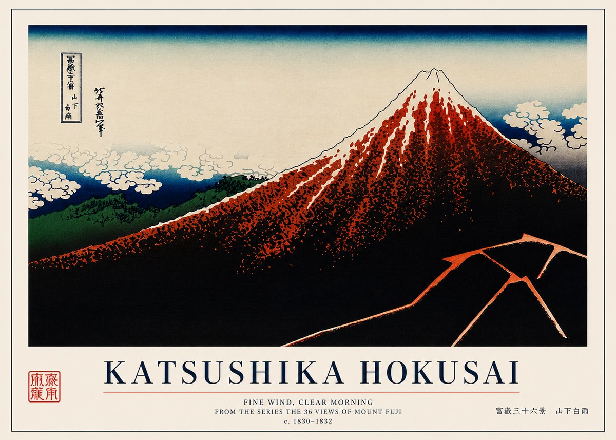 Katsushika Hokusai Fine Wind, Clear Morning No7 - Póster