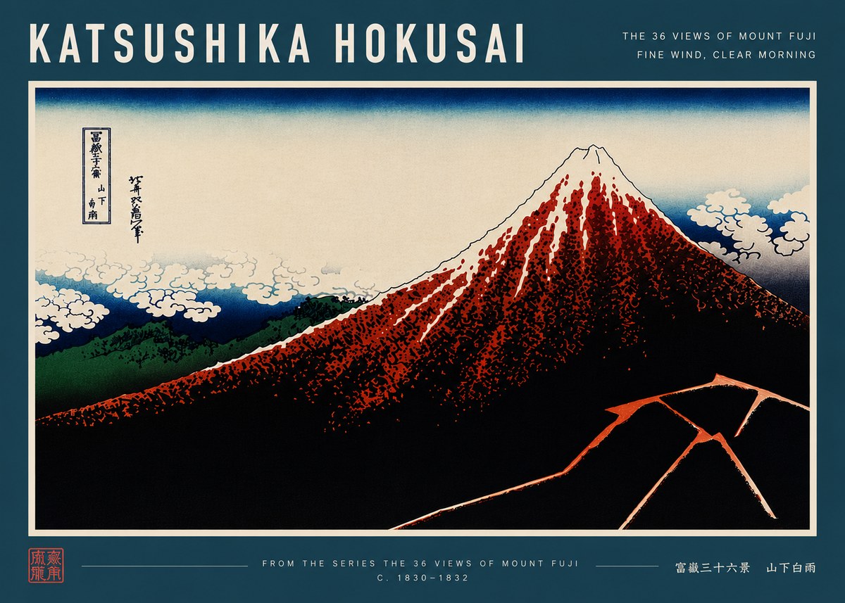 Katsushika Hokusai Fine Wind, Clear Morning No8 - Póster