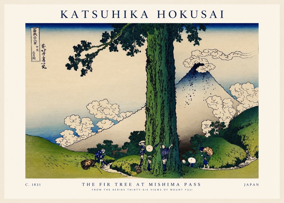 Katsushika Hokusai The Fir Tree at Mishima Pass No1 - Póster