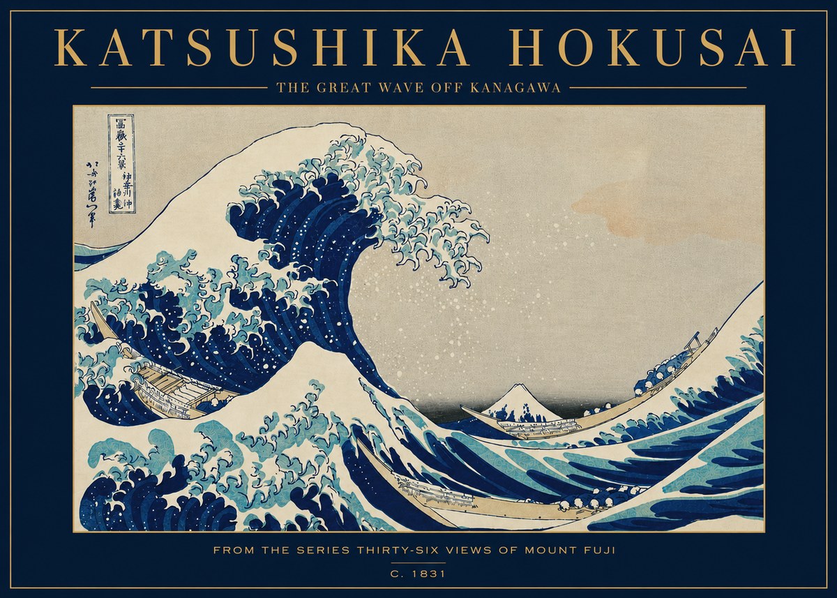 Katsushika Hokusai The Great Wave off Kanagawa I No3 - Póster