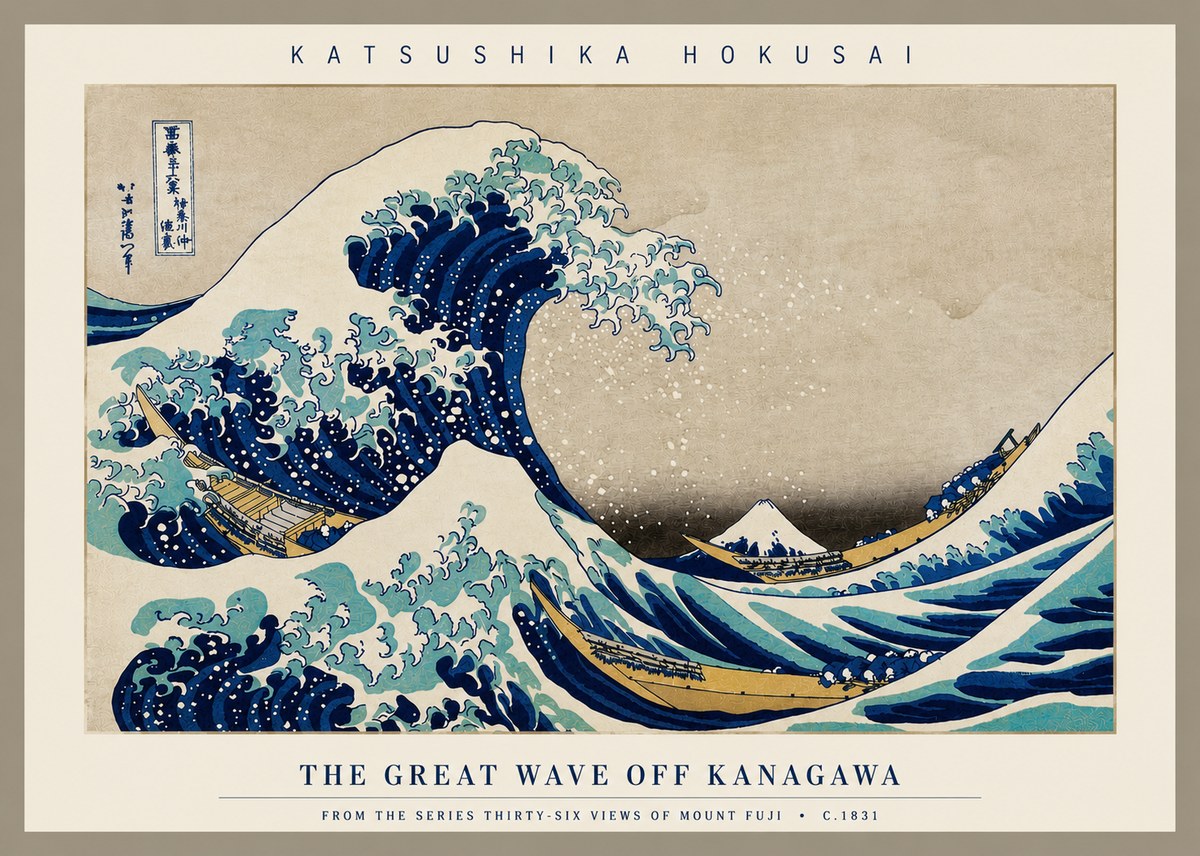 Katsushika Hokusai The Great Wave off Kanagawa II No3 - Póster