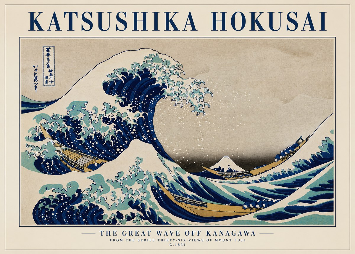 Katsushika Hokusai The Great Wave off Kanagawa II No7 - Póster