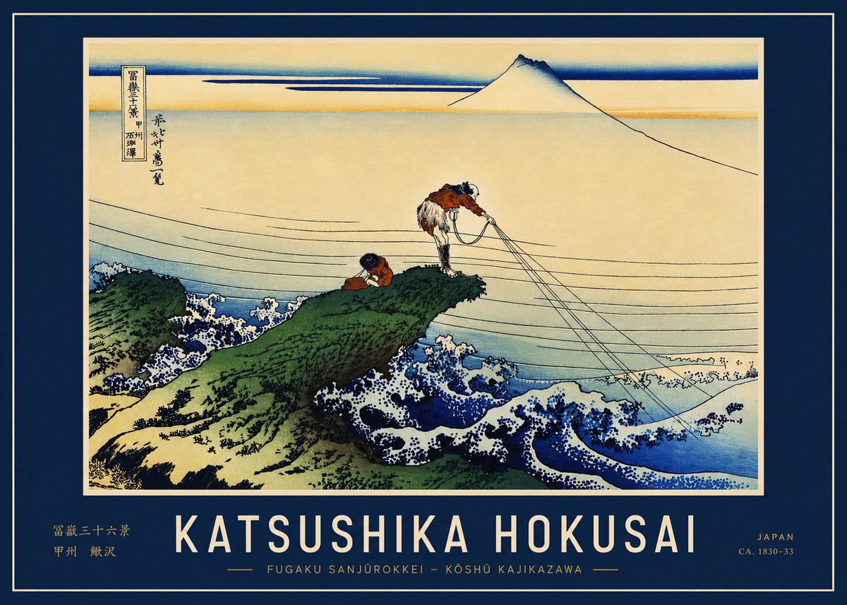 Katsushika Hokusai Fugaku Sanjūrokkei - Kōshū Kajikazawa No3 - Póster