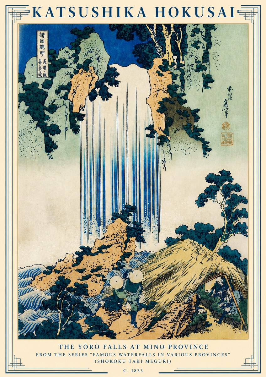 Katsushika Hokusai The Yōrō Falls at Mino Province No3 - Póster
