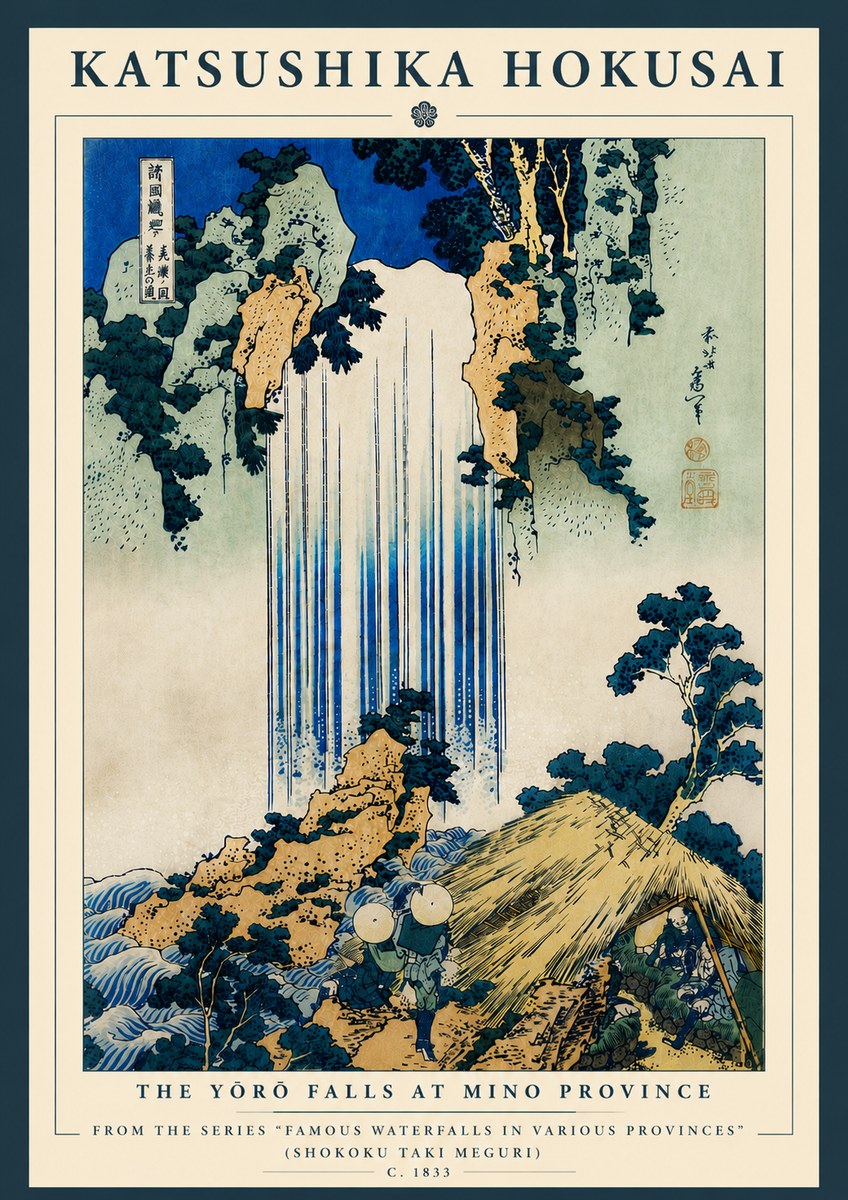 Katsushika Hokusai The Yōrō Falls at Mino Province No8 - Póster