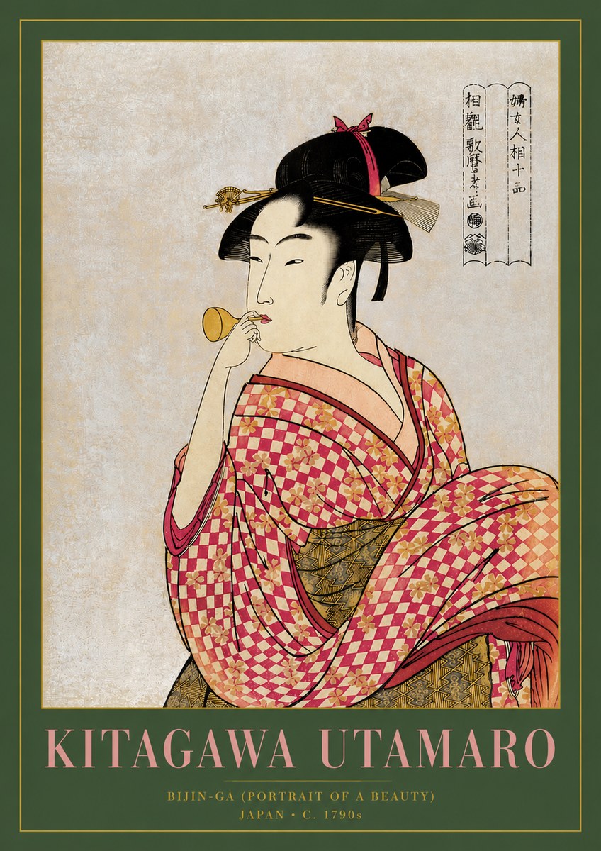 Kitagawa Utamaro Bijin-ga (Portrait of a Beauty) No3 - Póster