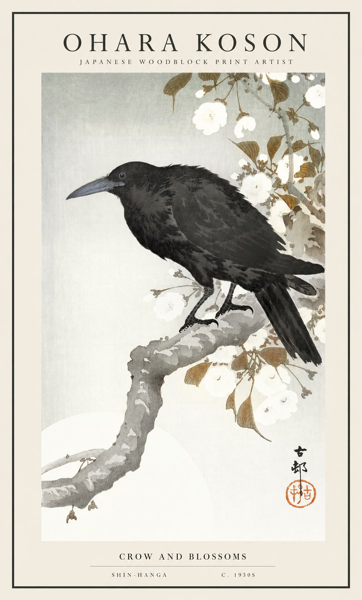Ohara Koson Crow and Blossoms I No1 - Póster