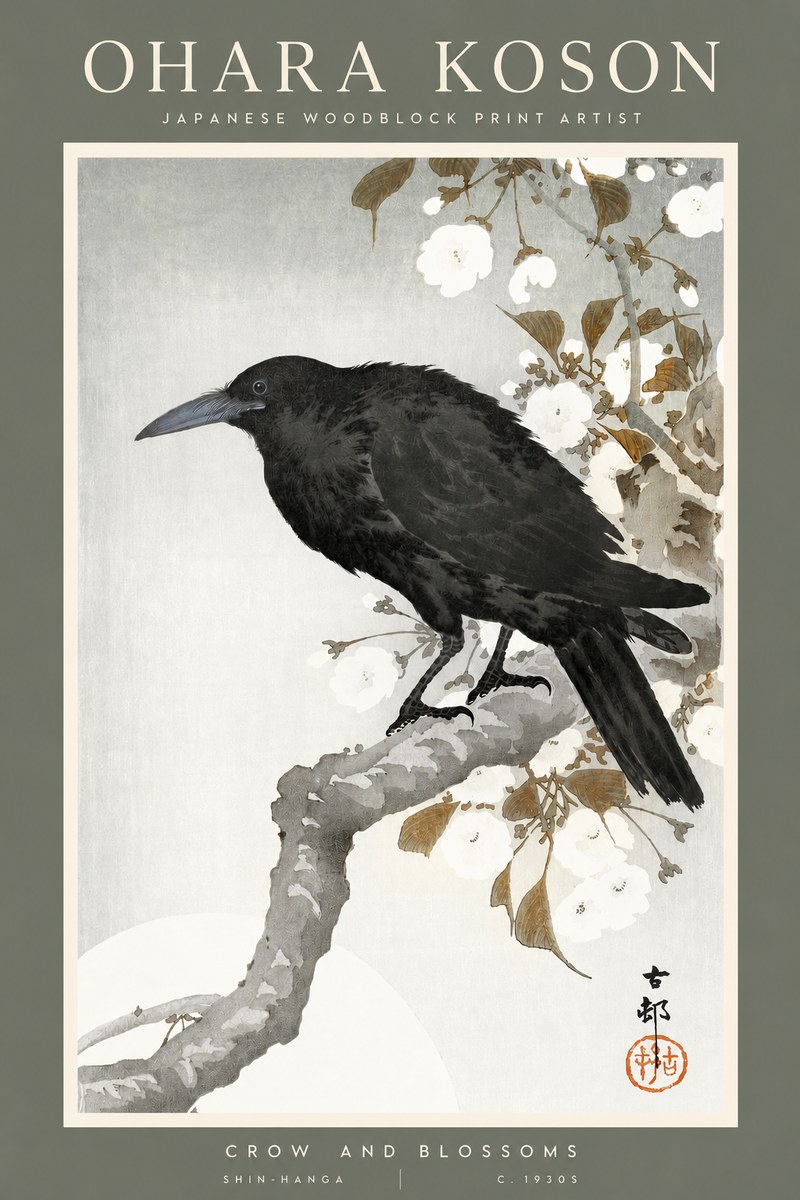 Ohara Koson Crow and Blossoms I No2 - Póster