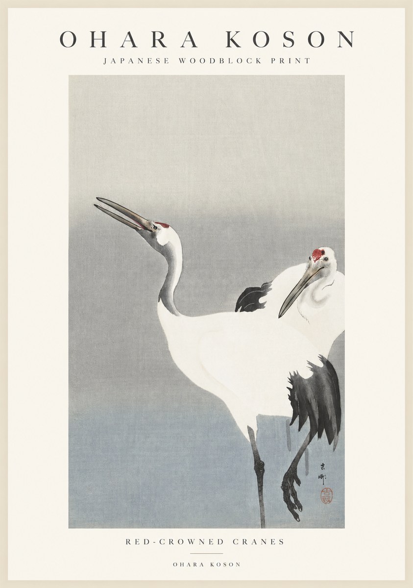 Ohara Koson Red-crowned Cranes No1 - Póster