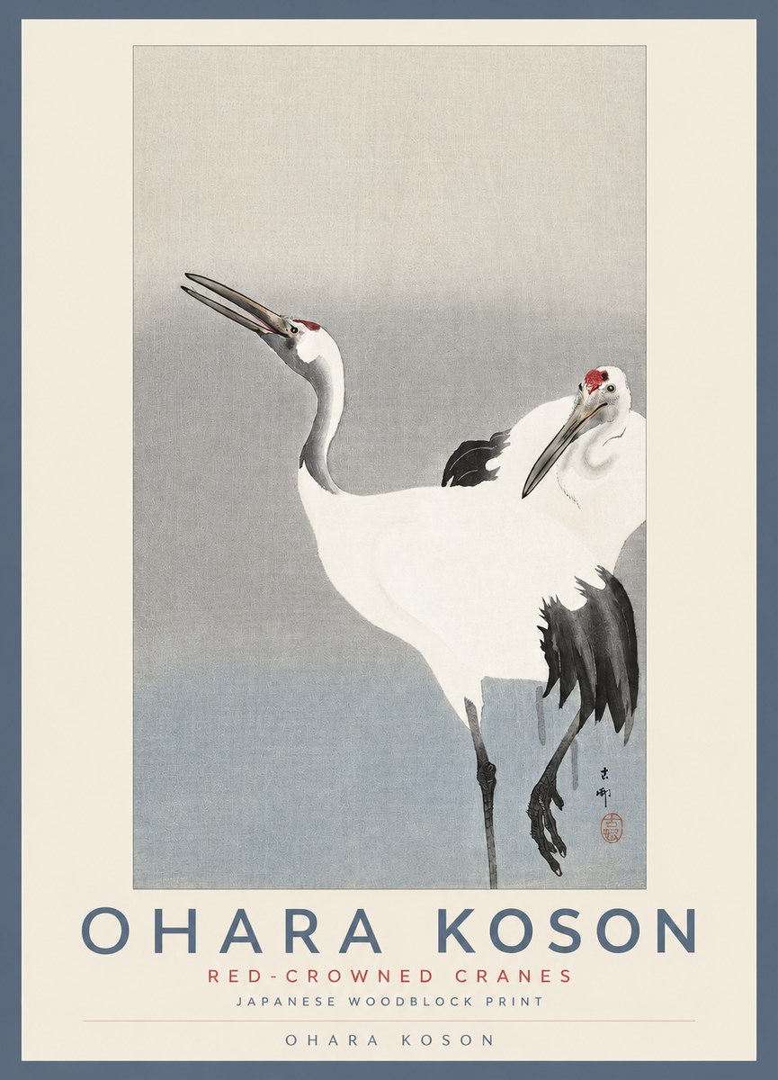 Ohara Koson Red-crowned Cranes No2 - Póster