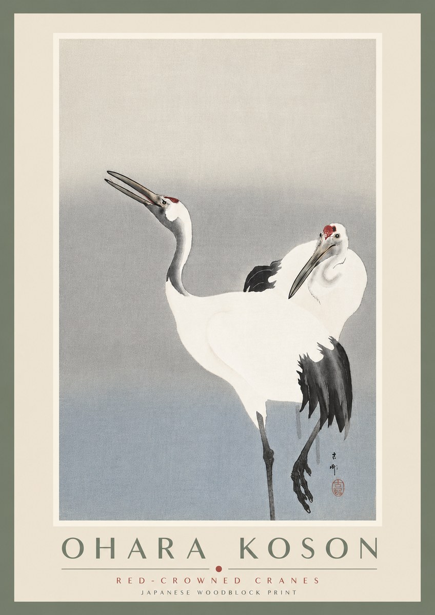 Ohara Koson Red-crowned Cranes No4 - Póster