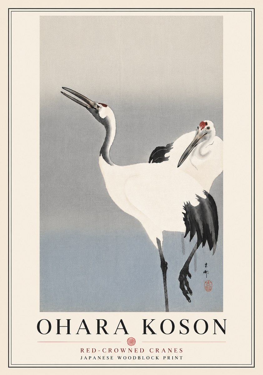 Ohara Koson Red-crowned Cranes No6 - Póster