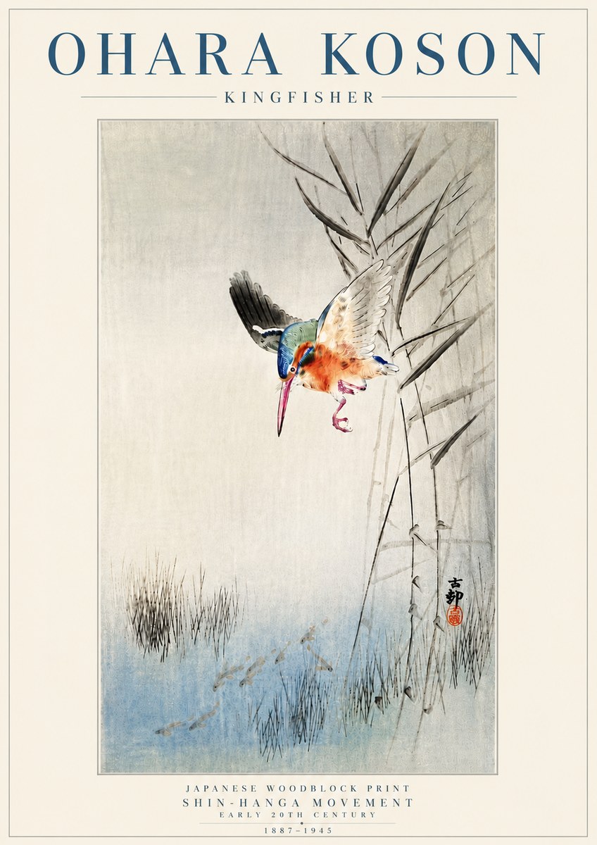 Ohara Koson Kingfisher No6 - Póster