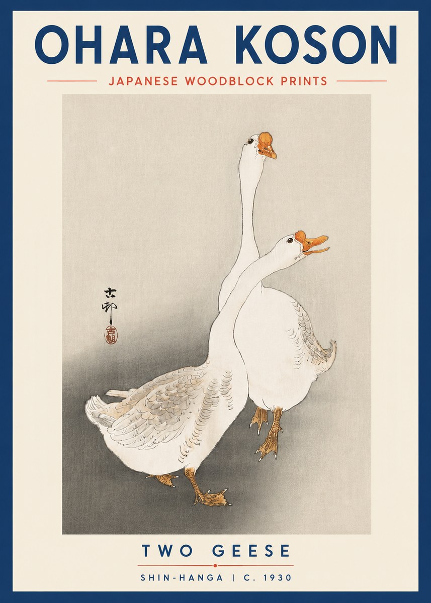 Ohara Koson Two Geese No3 - Póster
