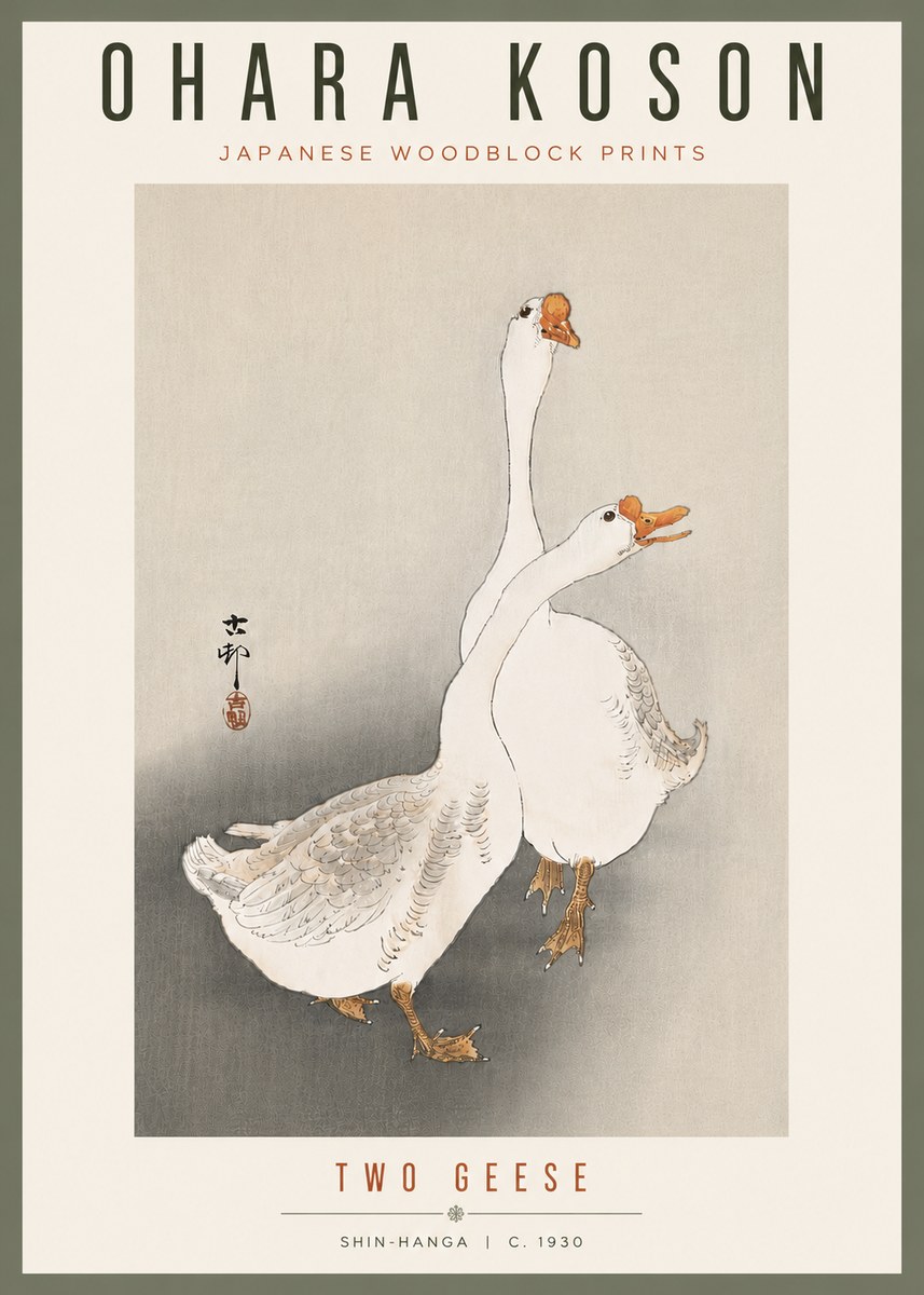 Ohara Koson Two Geese No6 - Póster