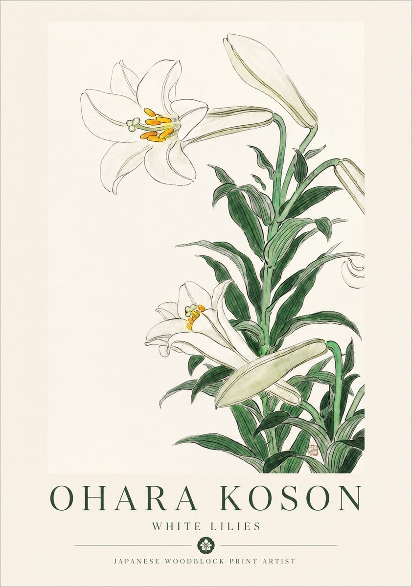 Ohara Koson White Lilies No1 - Póster
