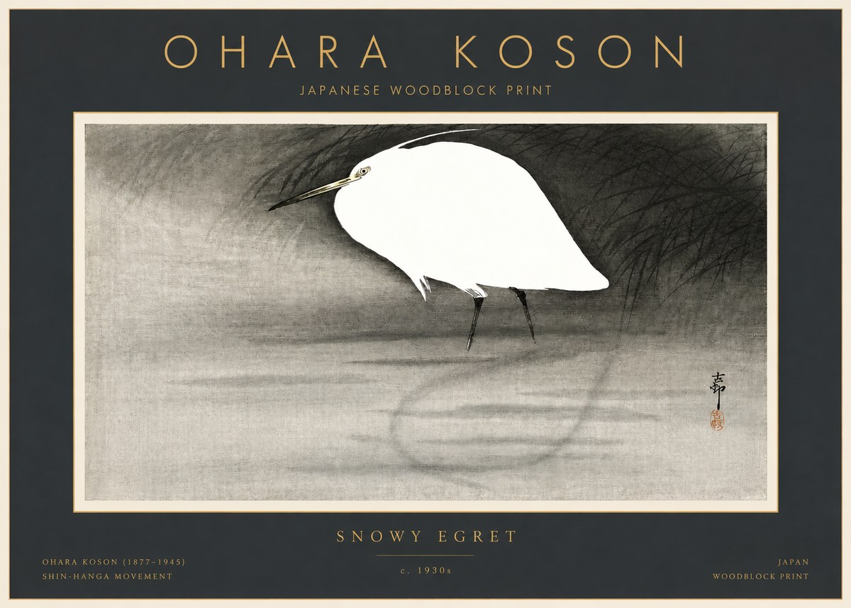 Ohara Koson Snowy Egret No2 - Póster