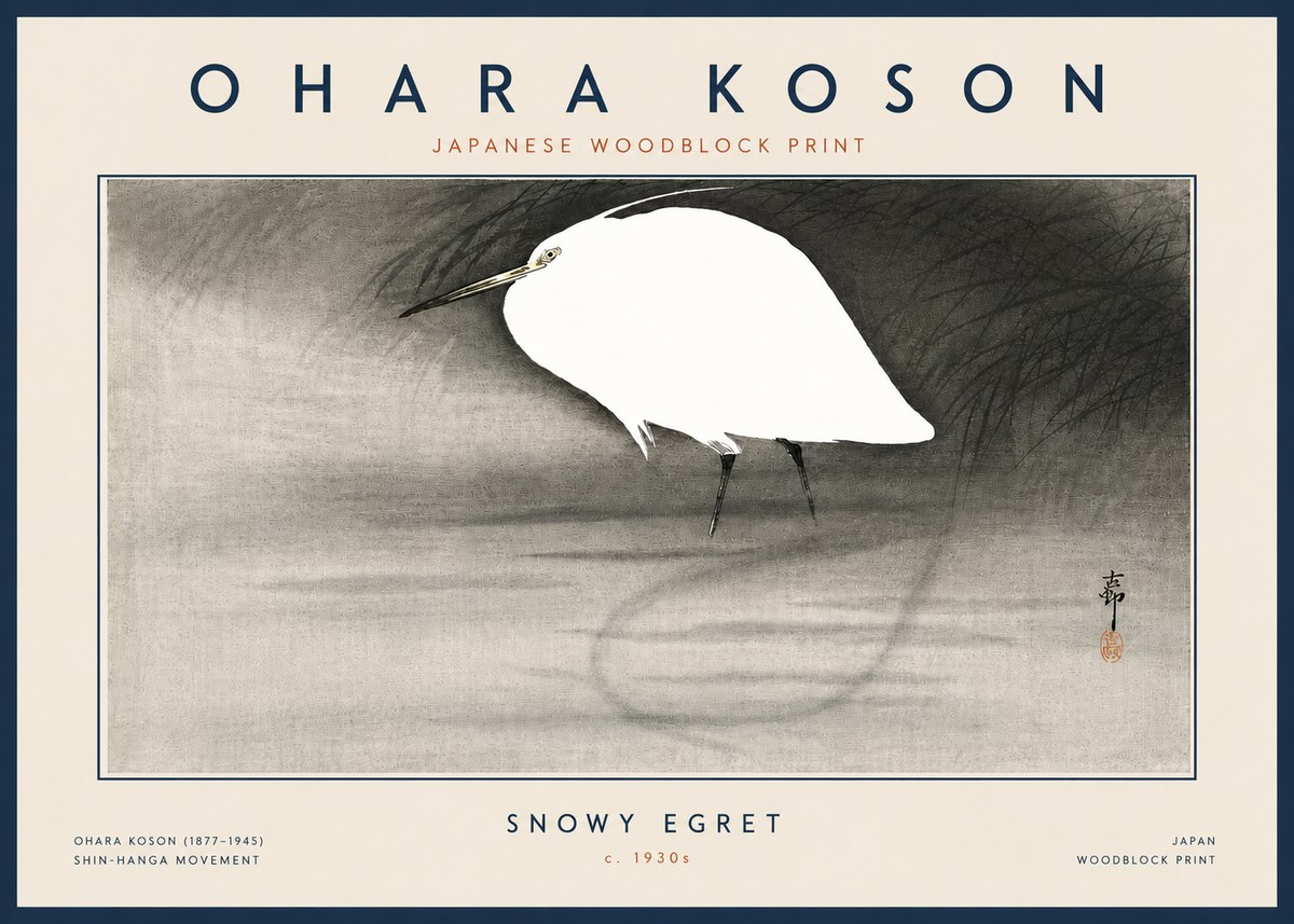 Ohara Koson Snowy Egret No6 - Póster