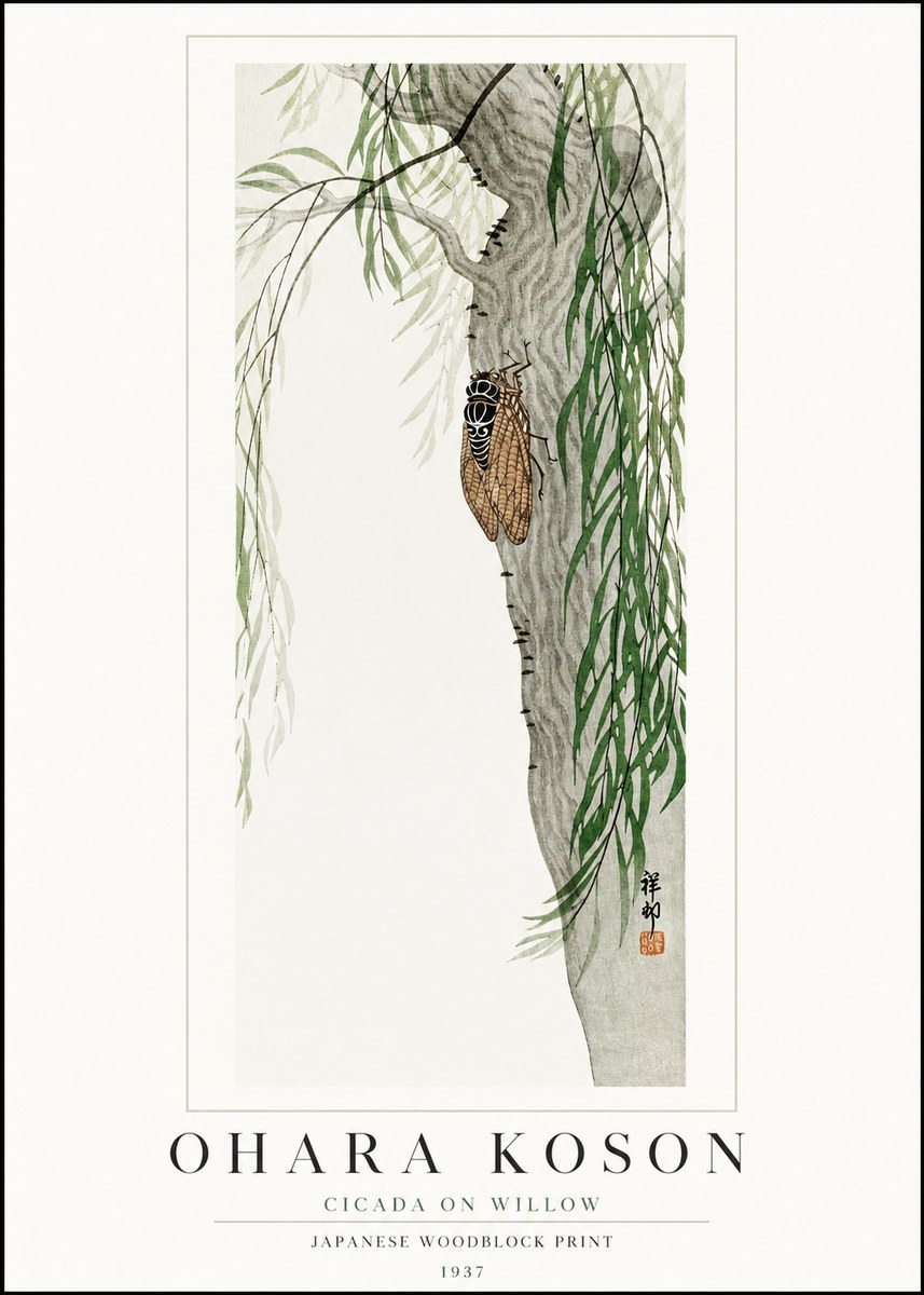 Ohara Koson Cicada on Willow No1 - Póster