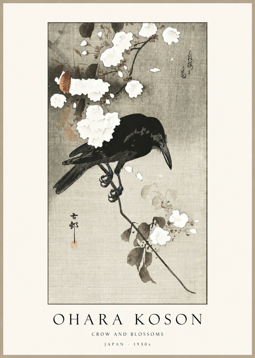 Ohara Koson Crow and Blossoms II No1 - Póster