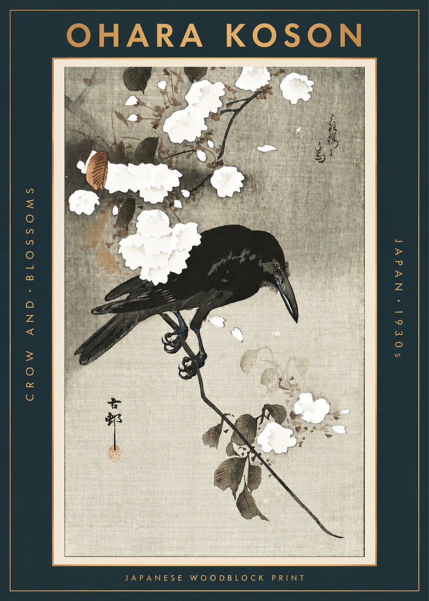 Ohara Koson Crow and Blossoms II No2 - Póster