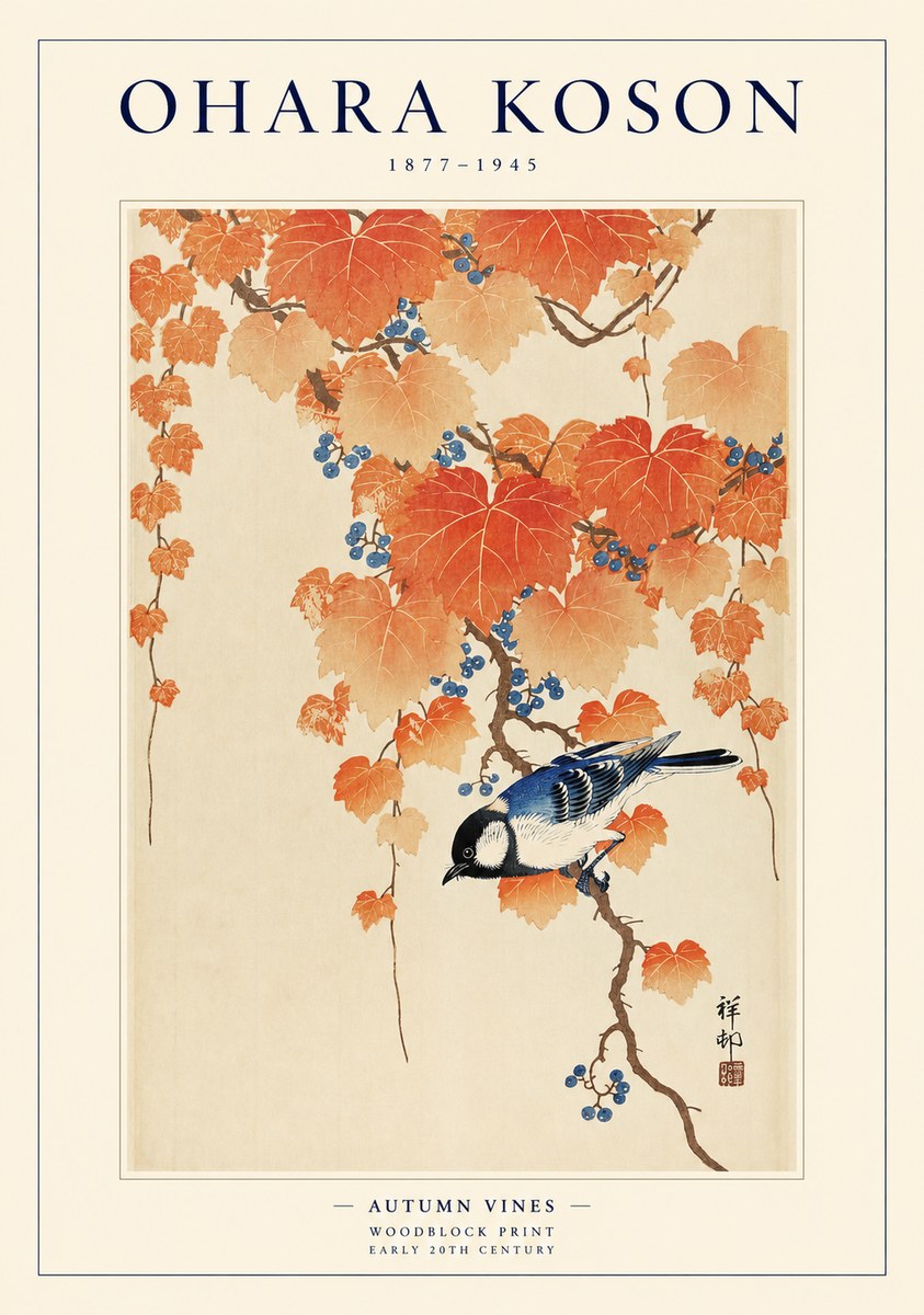 Ohara Koson Autumn Vines No1 - Póster