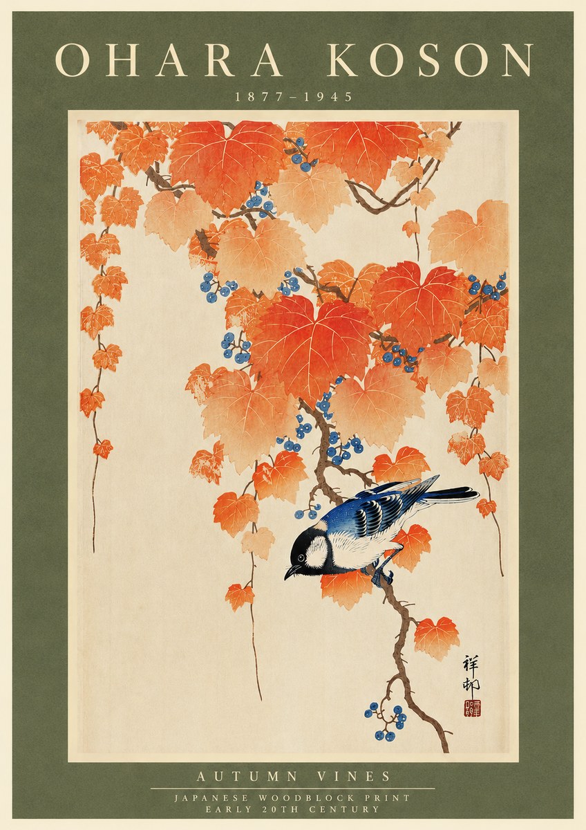 Ohara Koson Autumn Vines No3 - Póster