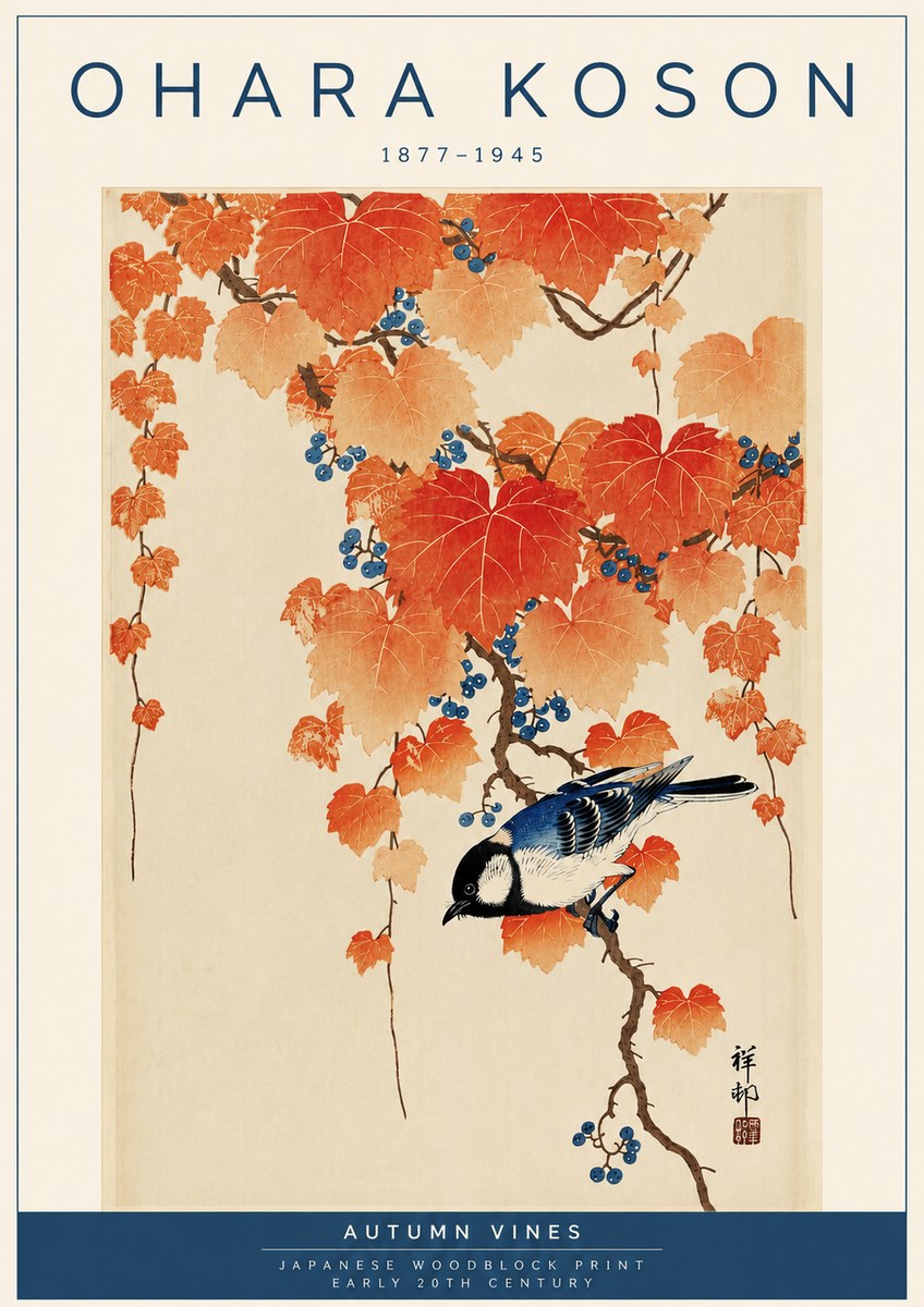 Ohara Koson Autumn Vines No4 - Póster