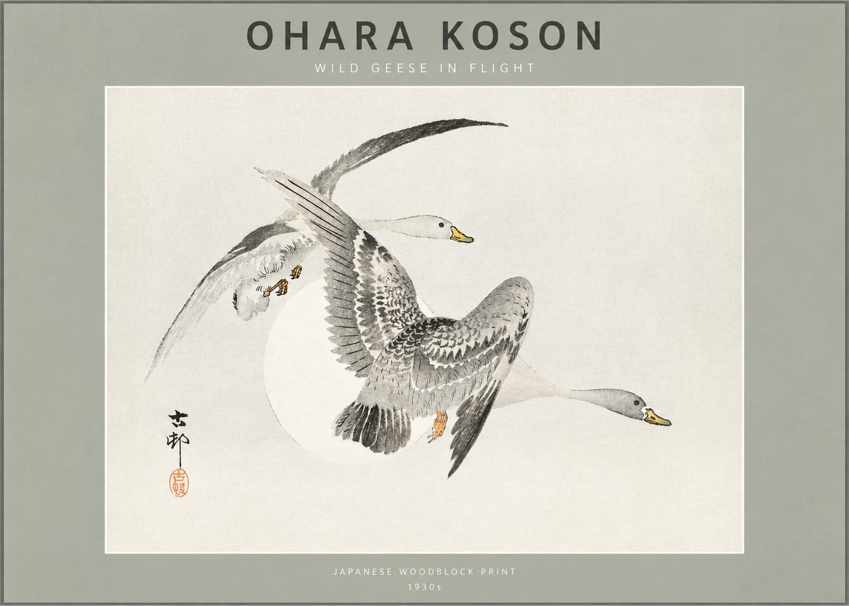 Ohara Koson Wild Geese in Flight I No2 - Póster