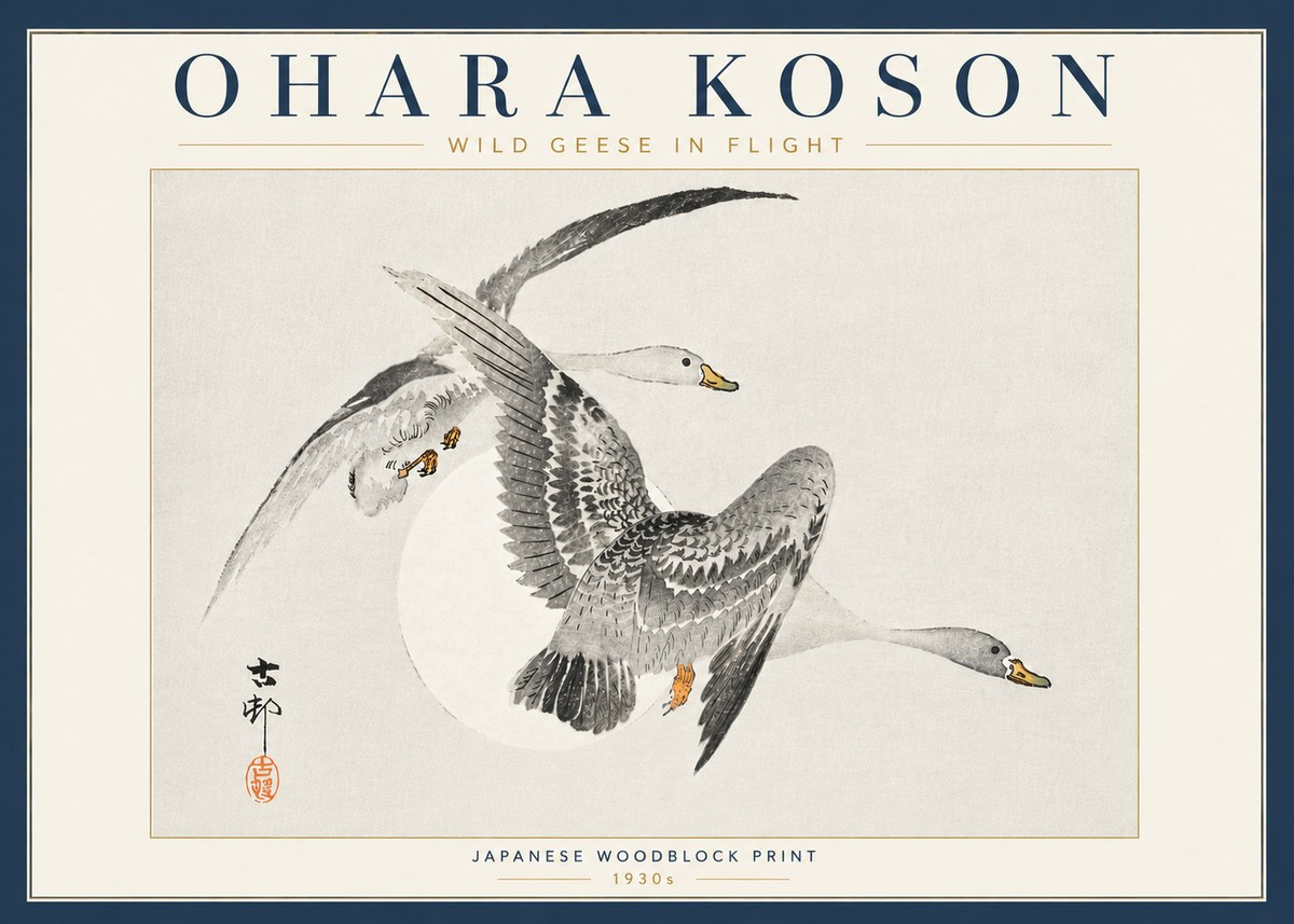 Ohara Koson Wild Geese in Flight I No6 - Póster