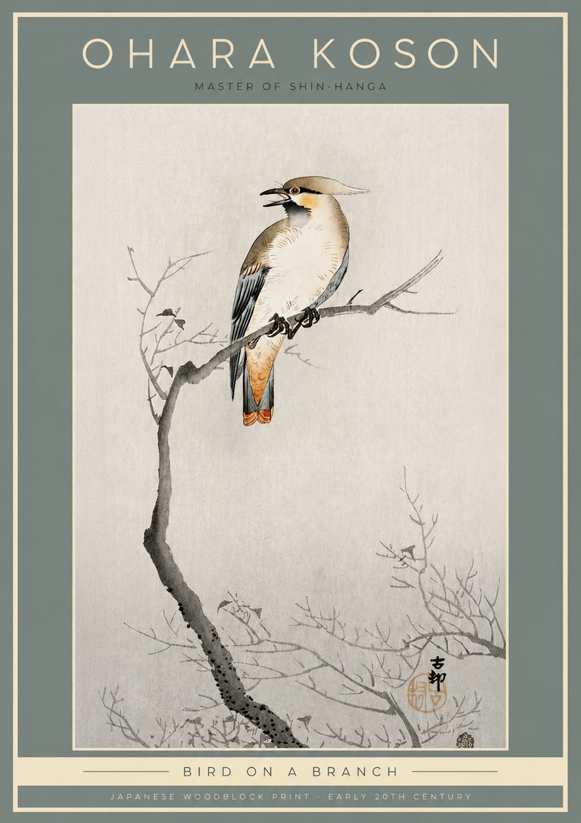 Ohara Koson Bird on a Branch I No2 - Póster