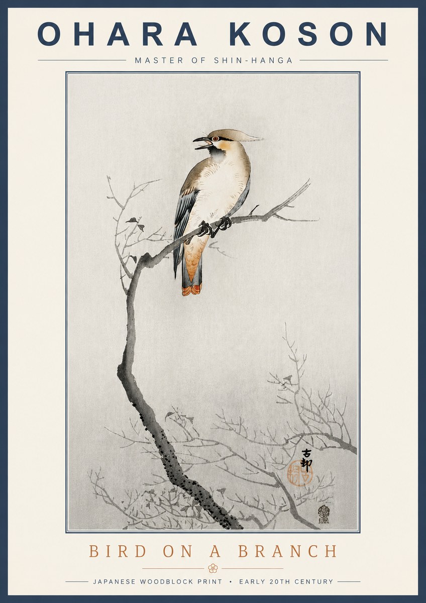 Ohara Koson Bird on a Branch I No4 - Póster