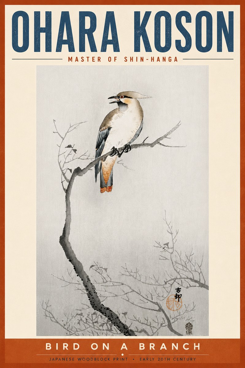 Ohara Koson Bird on a Branch I No6 - Póster