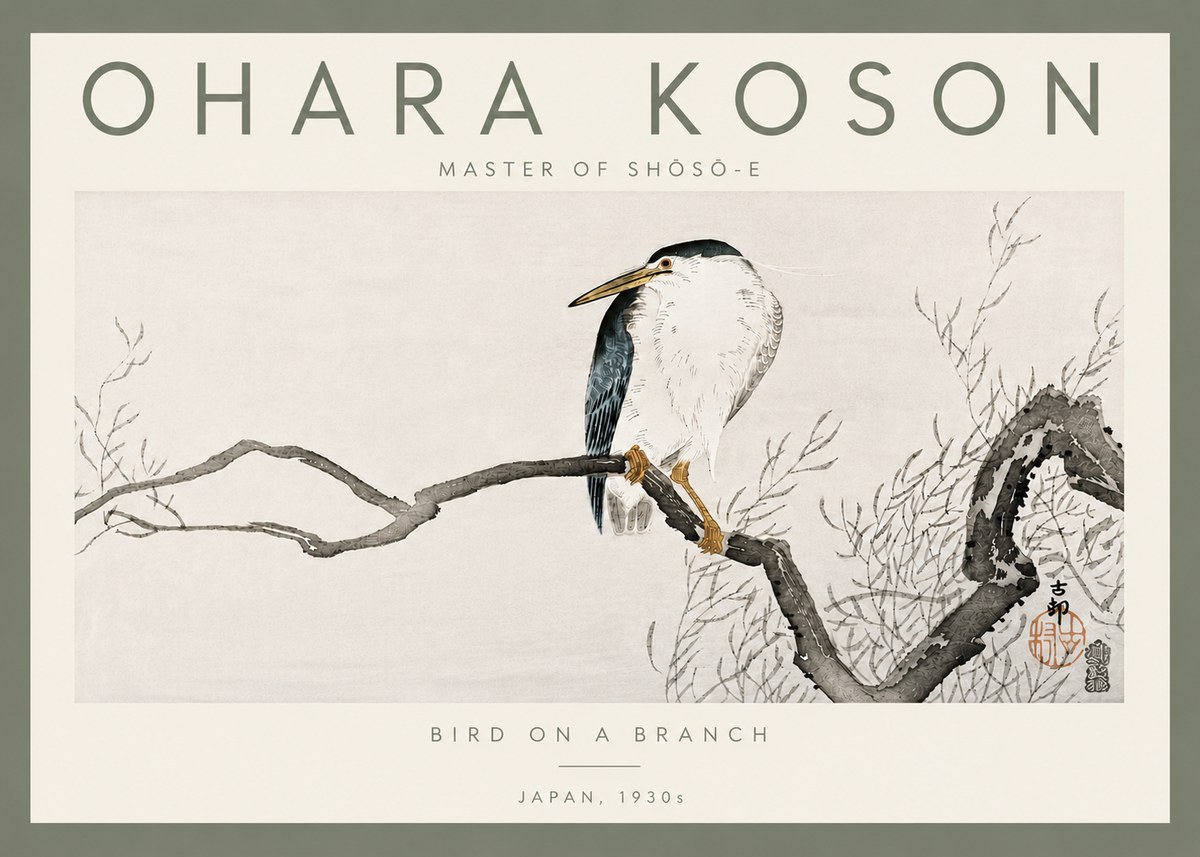 Ohara Koson Bird on a Branch II No5 - Póster
