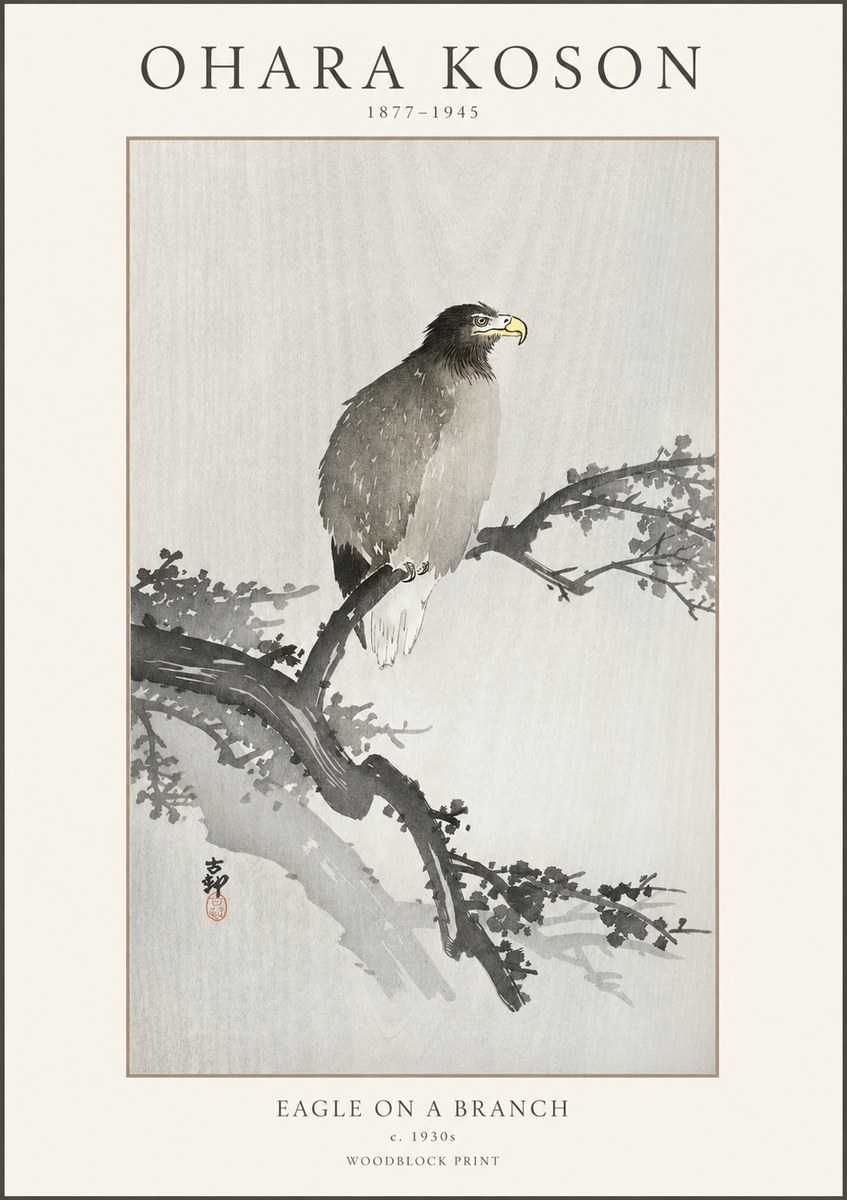 Ohara Koson Eagle on a Branch I No1 - Póster