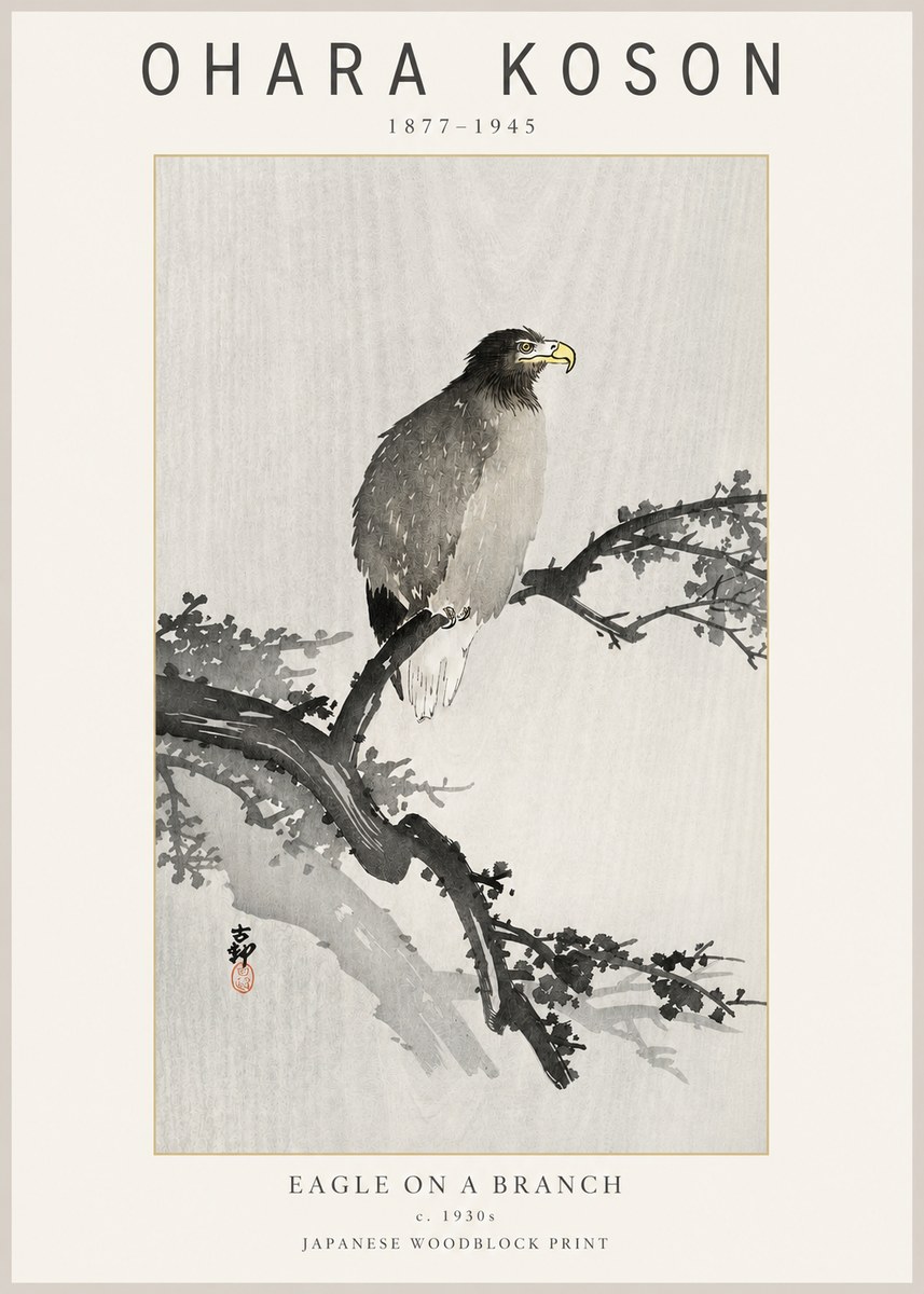 Ohara Koson Eagle on a Branch I No2 - Póster