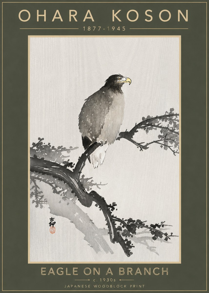 Ohara Koson Eagle on a Branch I No4 - Póster