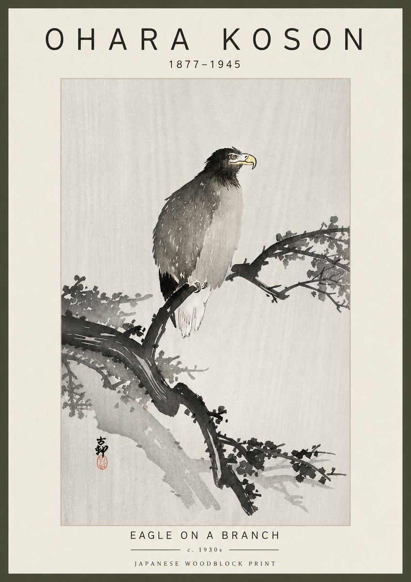 Ohara Koson Eagle on a Branch I No6 - Póster
