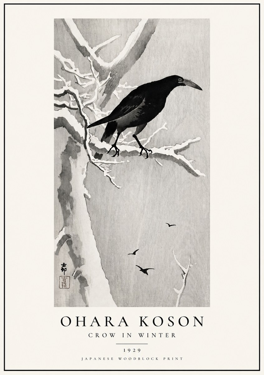 Ohara Koson Crow in Winter I No1 - Póster