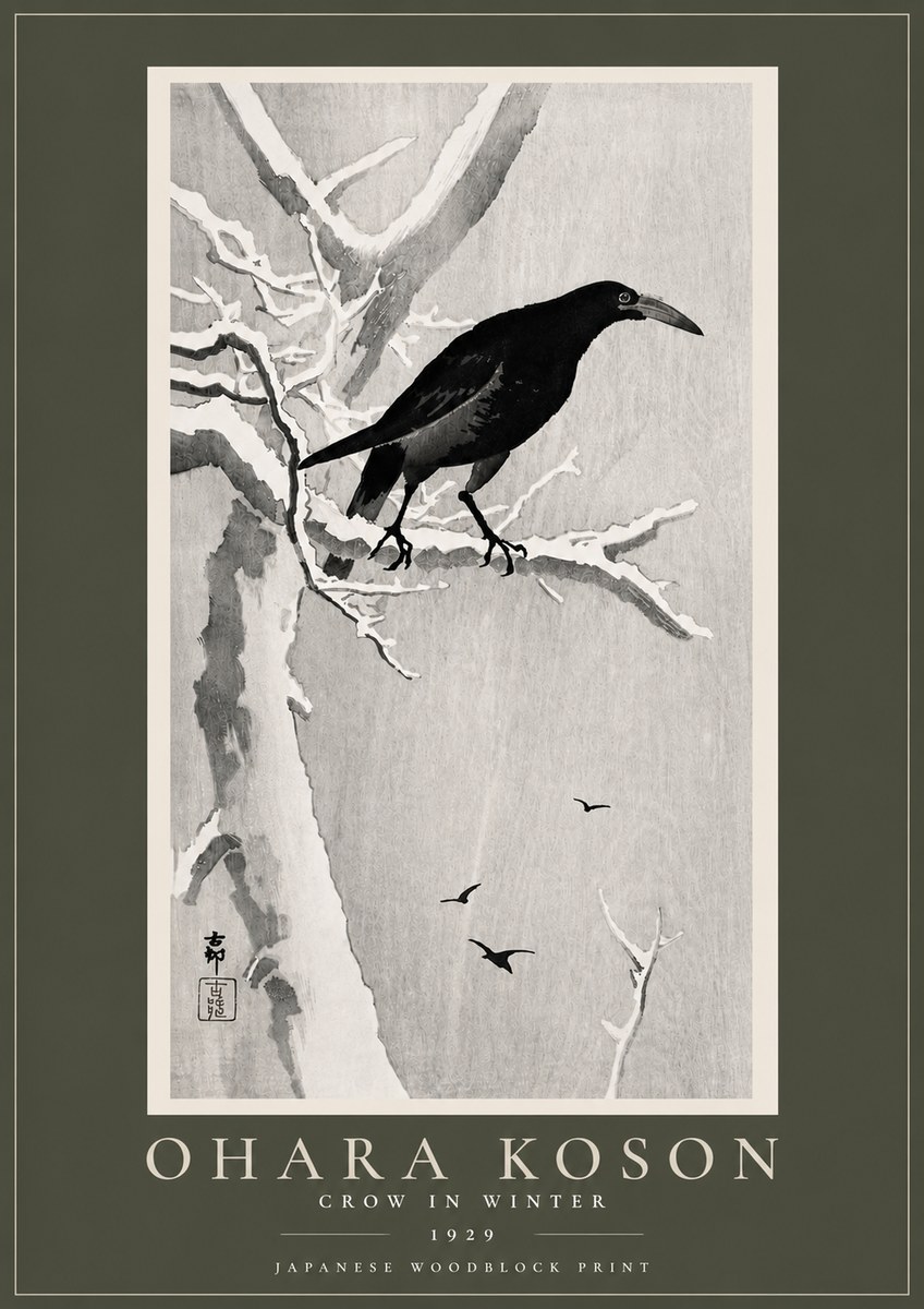 Ohara Koson Crow in Winter I No5 - Póster