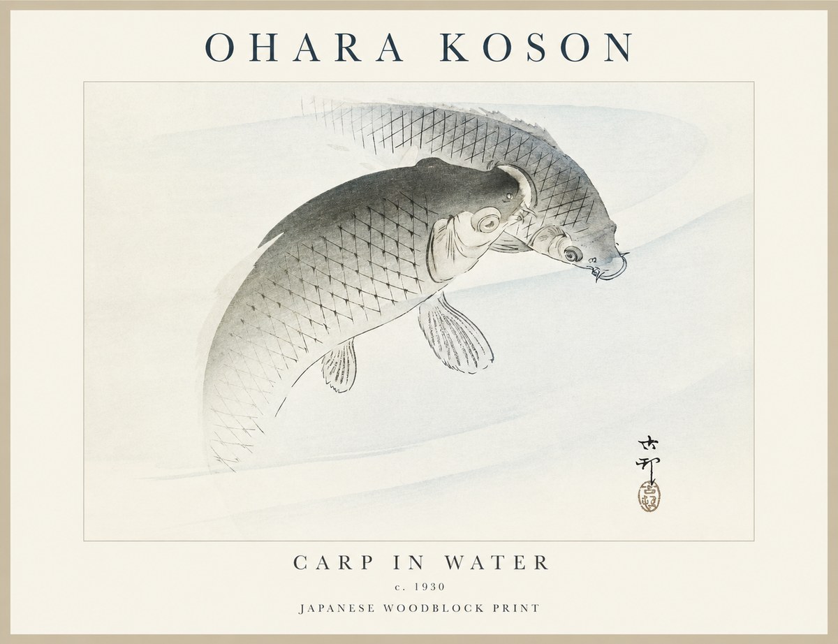 Ohara Koson Carp in Water No1 - Póster