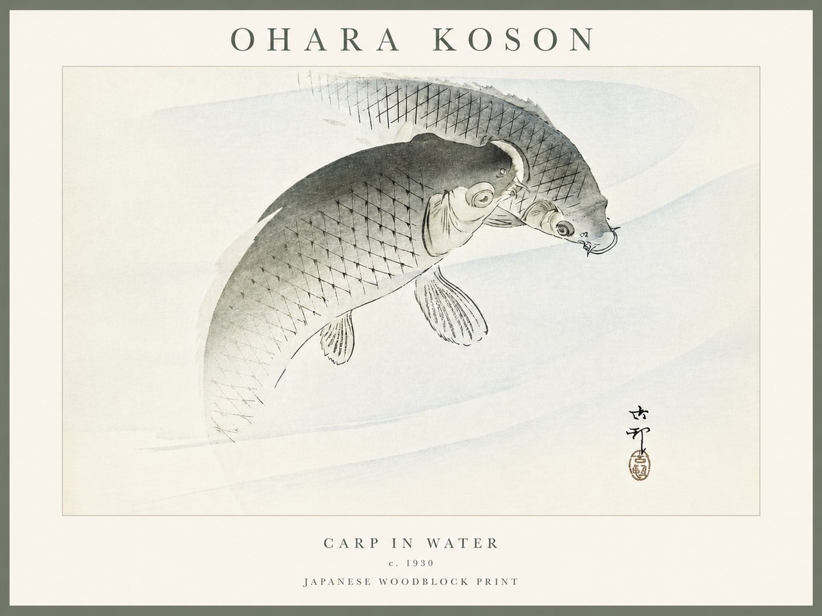 Ohara Koson Carp in Water No4 - Póster