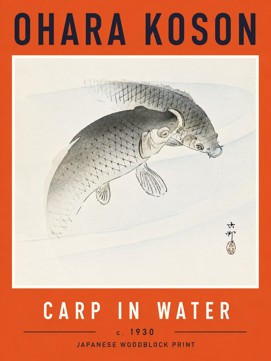 Ohara Koson Carp in Water No6 - Póster
