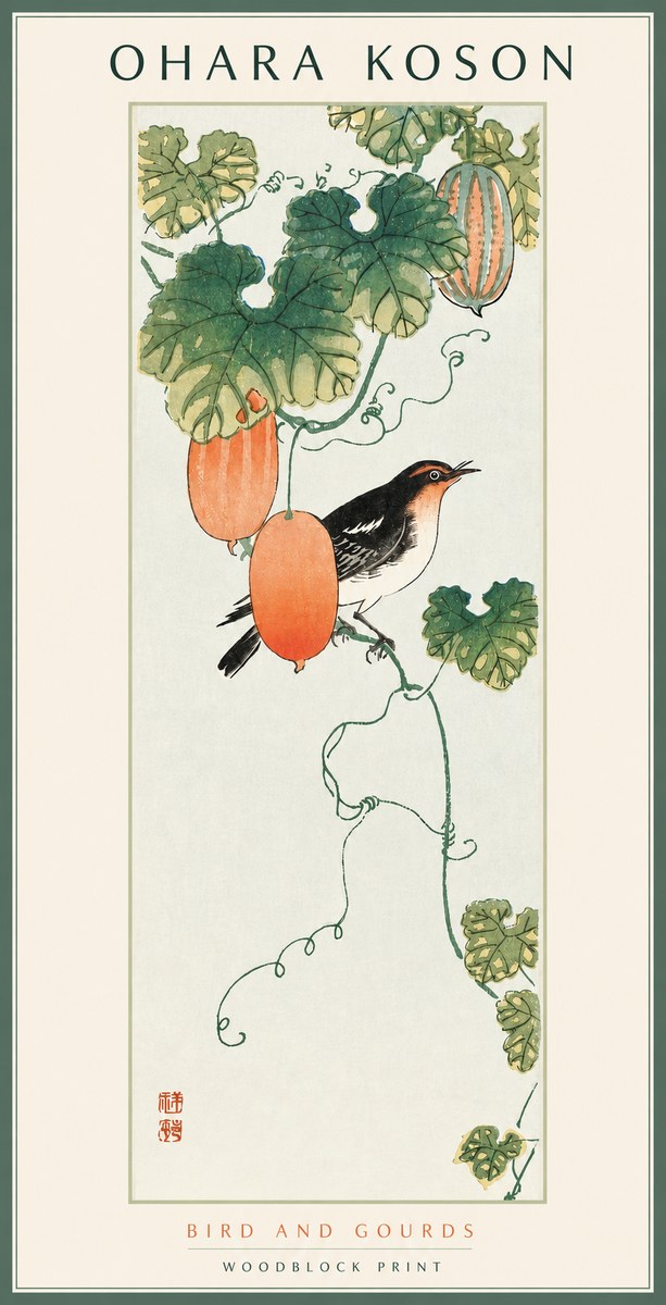 Ohara Koson Bird and Gourds No2 - Póster
