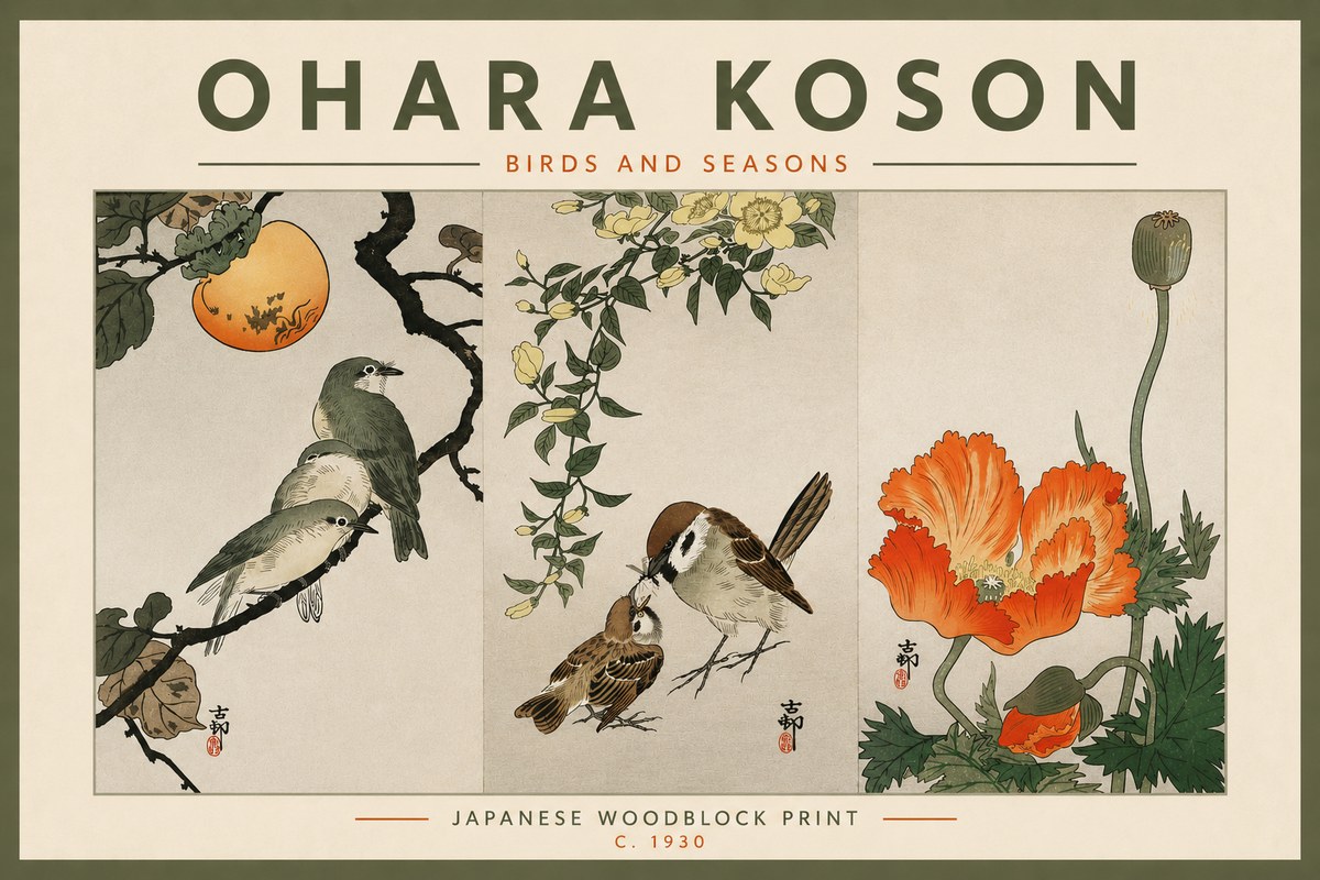 Ohara Koson Birds and Seasons No4 - Póster