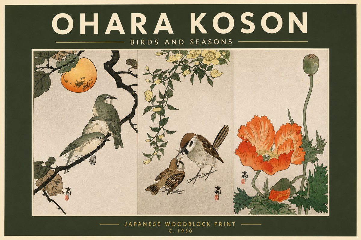 Ohara Koson Birds and Seasons No5 - Póster