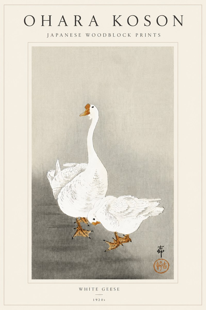 Ohara Koson White Geese No5 - Póster