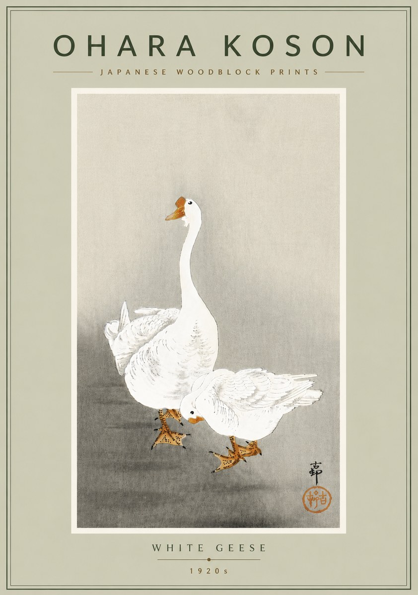 Ohara Koson White Geese No6 - Póster